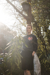 Organic Sweatshirt FLOWER blau