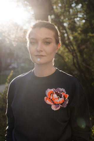 Organic Sweatshirt FLOWER blau