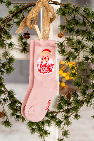 I believe in Santa I Kindersocken von LOONES I rosa