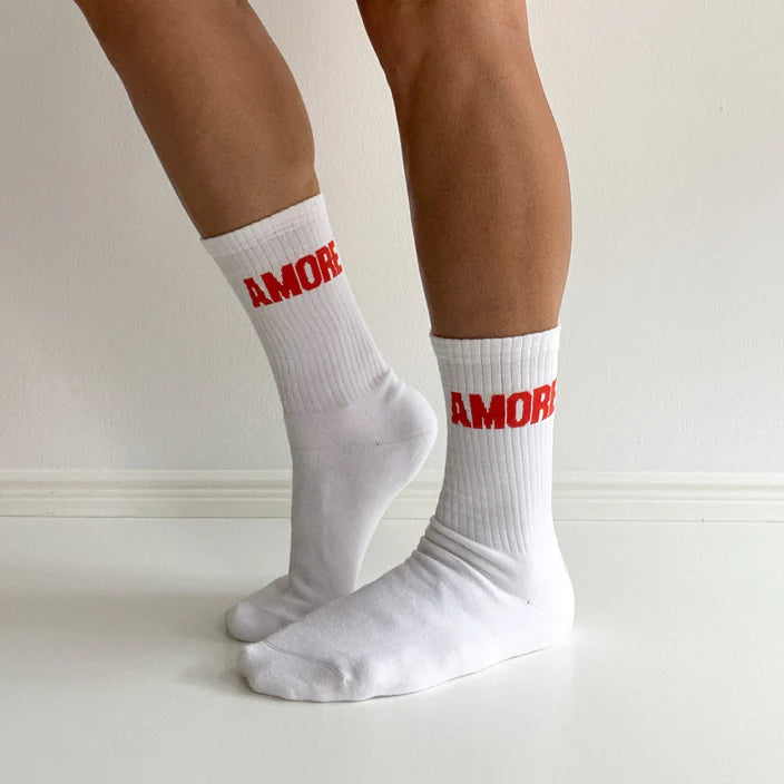 Socken AMORE weiß/rot von NAVUCKO